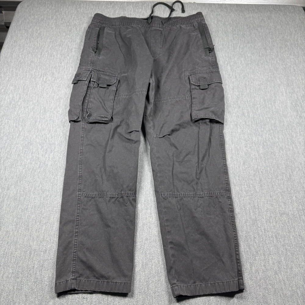 Abercrombie & Fitch Mens L Dark Gray Elastic Waist Cargo Pants Utilitarian 29x36